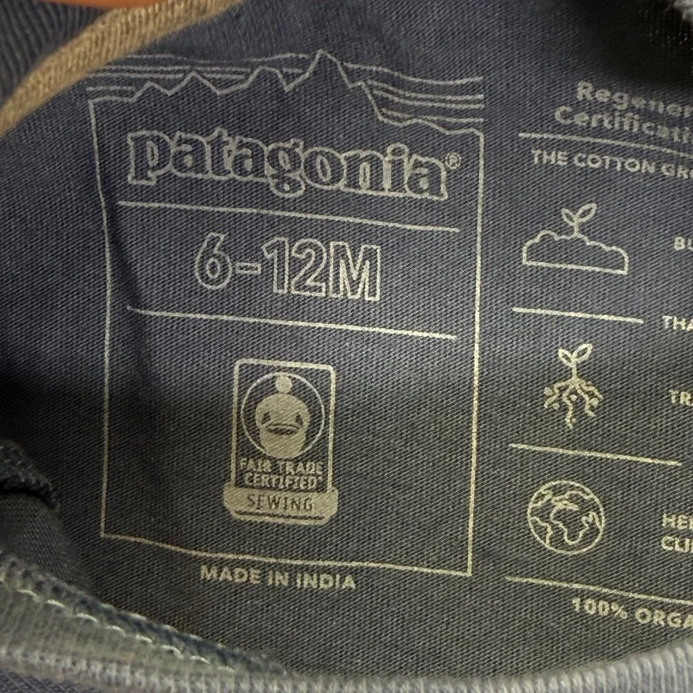 Patagonia Kids Navy Blue Organic Cotton Graphic T-Shirt‎ 6-12M 60388 FA21 NWOT - Picture 2 of 9